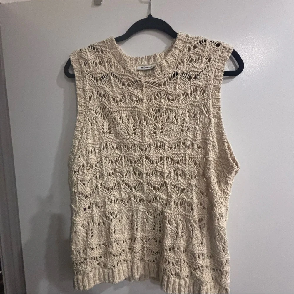 Minimum Cream Ribbed Tank Top - Picture 2 of 3